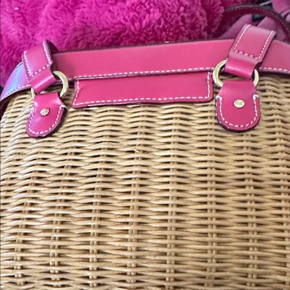 Frances Valentine Wicker Bag with Pink Accents - Picture 7 of 9